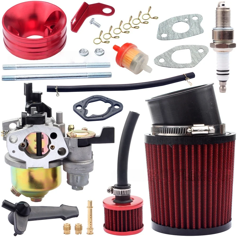 

Motorcycle Carburetor Air Filter Kit for Predator 212cc 6.5HP Gx160 Gx200 196CC Baja BK200 BT200X CT200U Trail Go Kart Red
