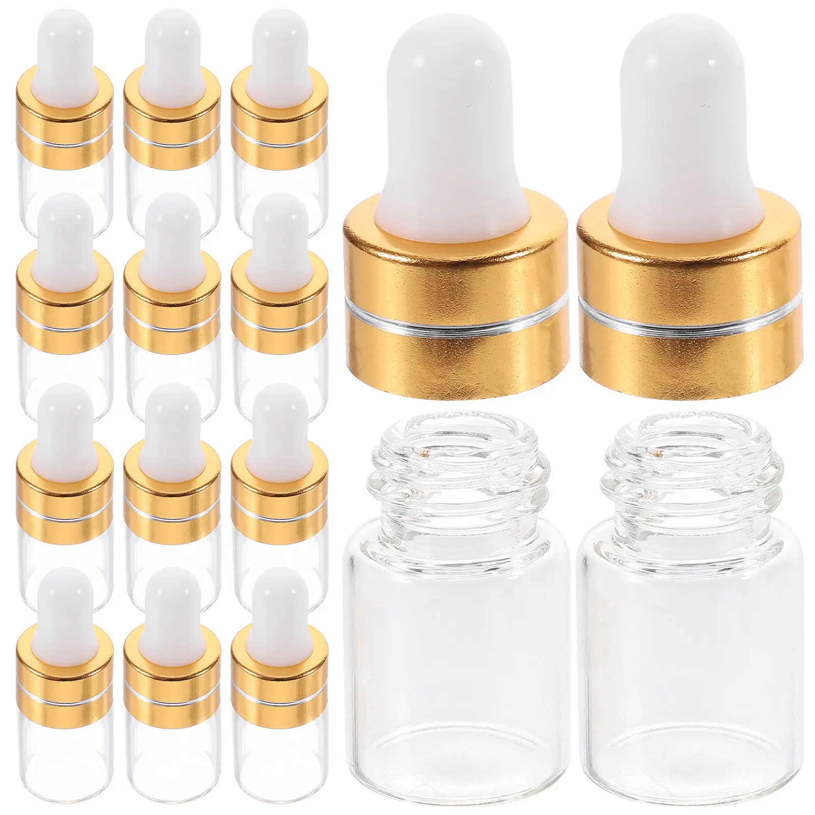 

50Pcs Small Glass Dropper Bottles Premium Transparent Material Essential Oil Refillable Subpackaging Bottles Travel Toner