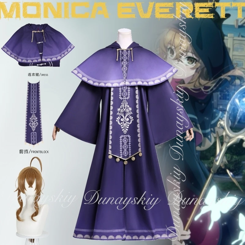 

Monica Everett Косплей Парик Аниме Тихая Ведьма Моника Плащ Платье Косплей Костюм Парик Униформа Хэллоуин Карнавальный Костюм