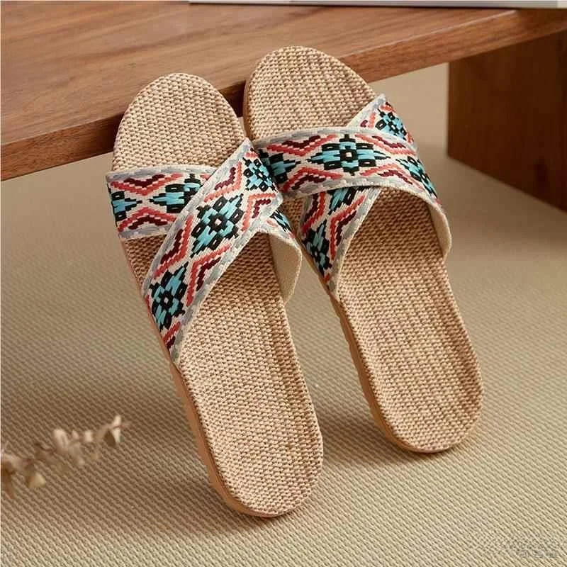 

Linen Slippers Unisex Summer Indoor Outdoor Soft Bottom Anti-Slip Cotton Linen Home Comfortable Slippers Simple Style Casual ...