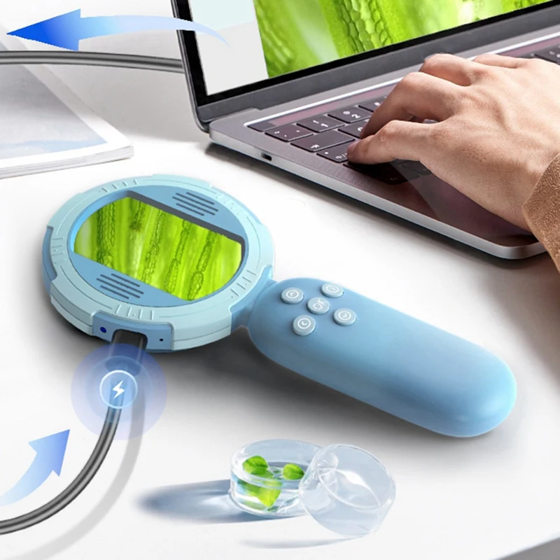 Mikroskop Digital MALL dengan Layar IPS 2 Inci Kaca Pembesar Saku 100X dengan Lampu untuk Kaca Pembesar Koin Dewasa dengan 8 LED