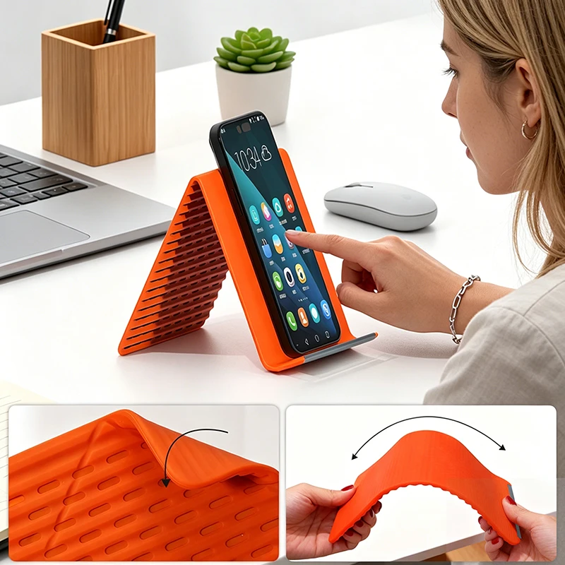 

Portable Foldable Silicone Phone Holder Flexible Anti-Slip Aluminum Phone Holder Stand Bendable Freely into Any Shape