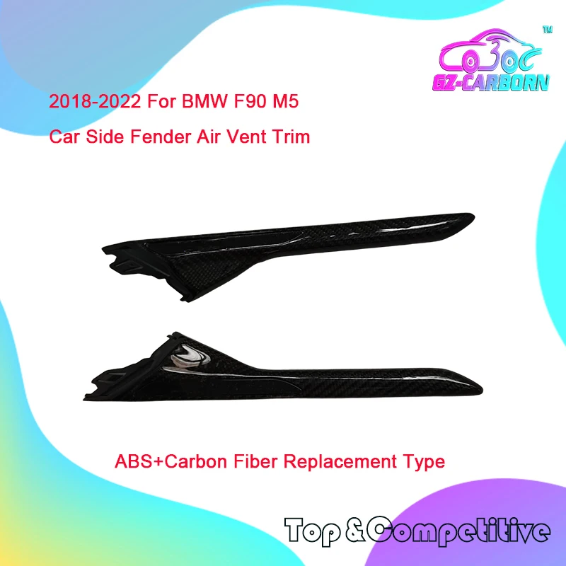 

2018-2022 For BMW F90 M5 Side Fender Vent Trim Cover ABS+Carbon Fiber Replacement Style With M Logo
