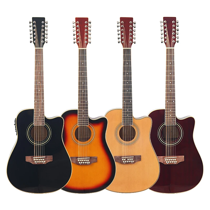 Stock 41 Inch 12 String Electric Acoustic Guitar Spruce Wood Top Cutaway Design Folk Guitar With EQ With Flaw