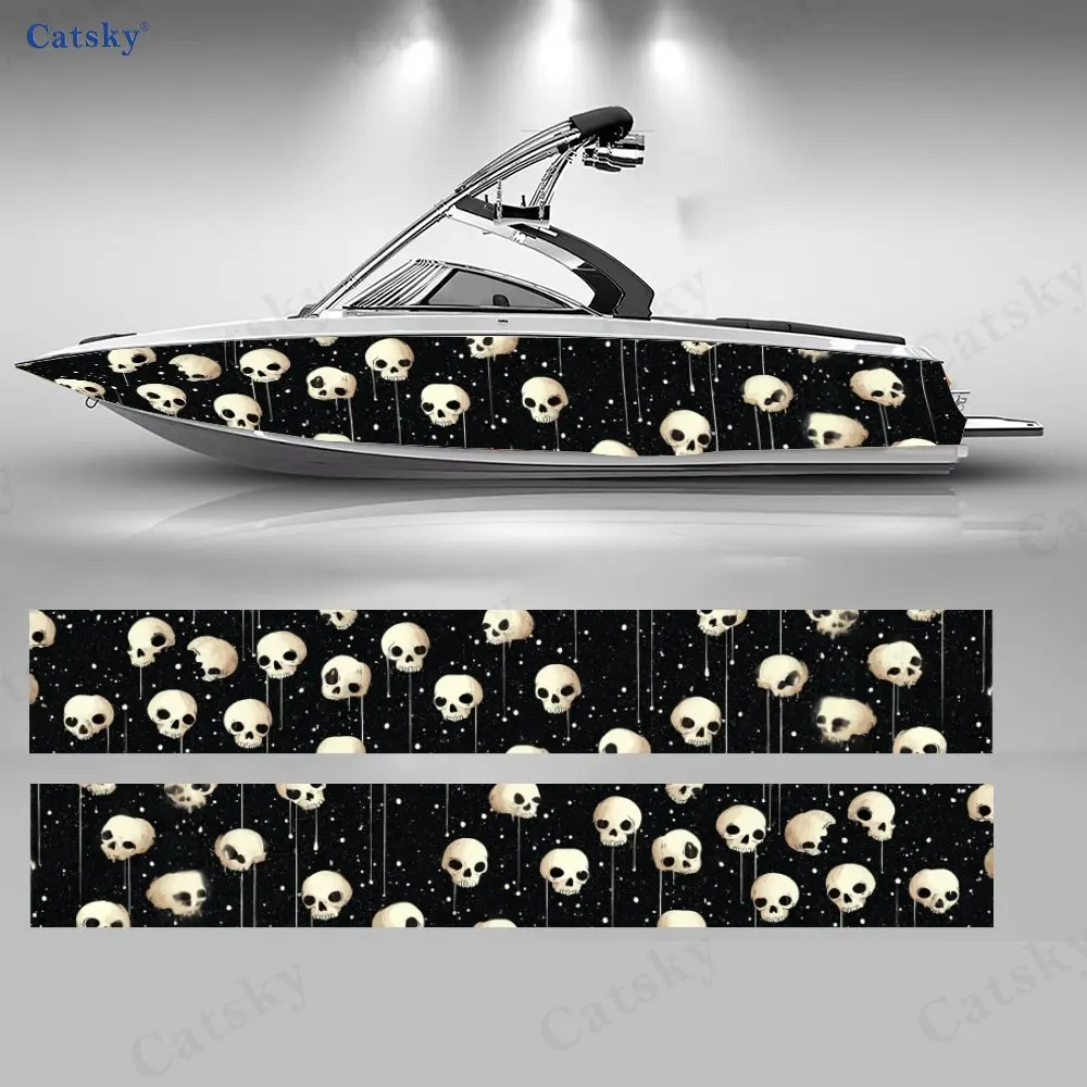 

2Pcs Meteor Skulls Boat Stickers, PVC Waterproof Durable Vinyl Wrap Decals for Fishing Boats, Durable and Stylish Design