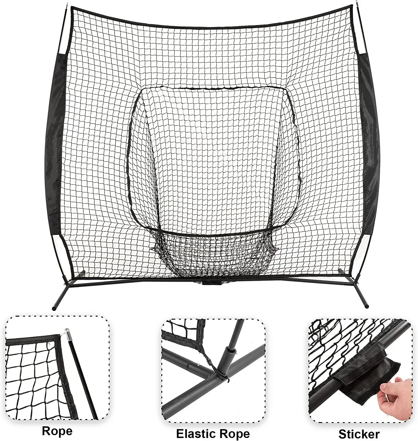 Portable Training Cage Softball Practice Hitting Pitching Batting High Quality Baseball Net 7FT By 7FT Golf Disc