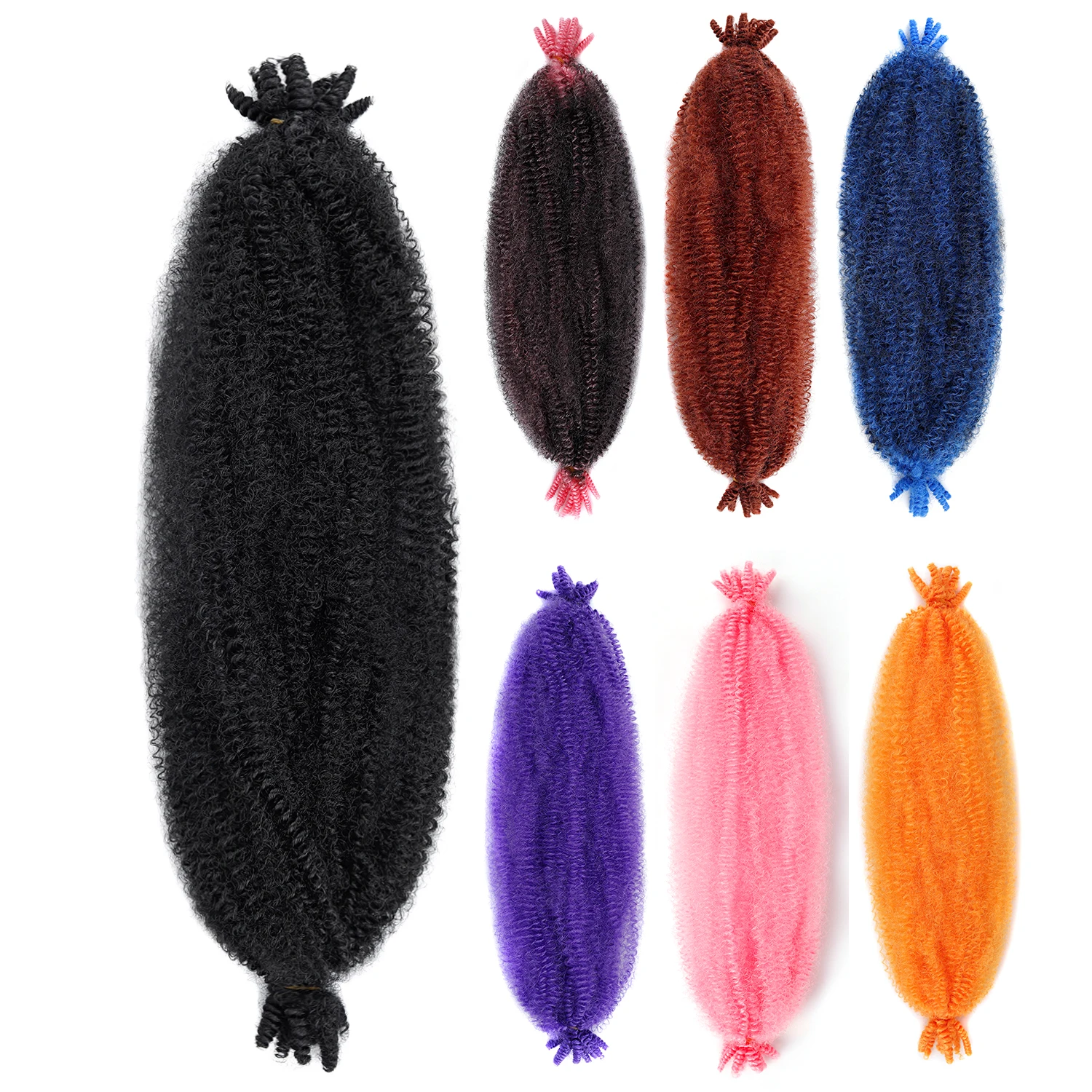 Springy Afro Twist Synthetic Crochet Hair Marley Twist Curly Braiding Black Hair Extensions For Women DIY Wigs Braids Daily Use