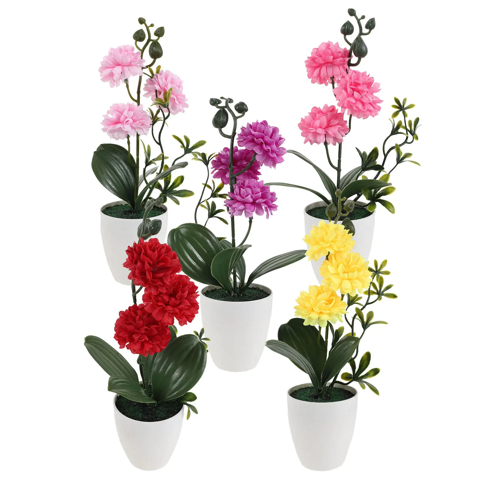 

5 шт. Искусственные хризантемы в горшках, реалистичные маленькие горшечные растения для декора интерьера, офисного стола, цветочные композиции
