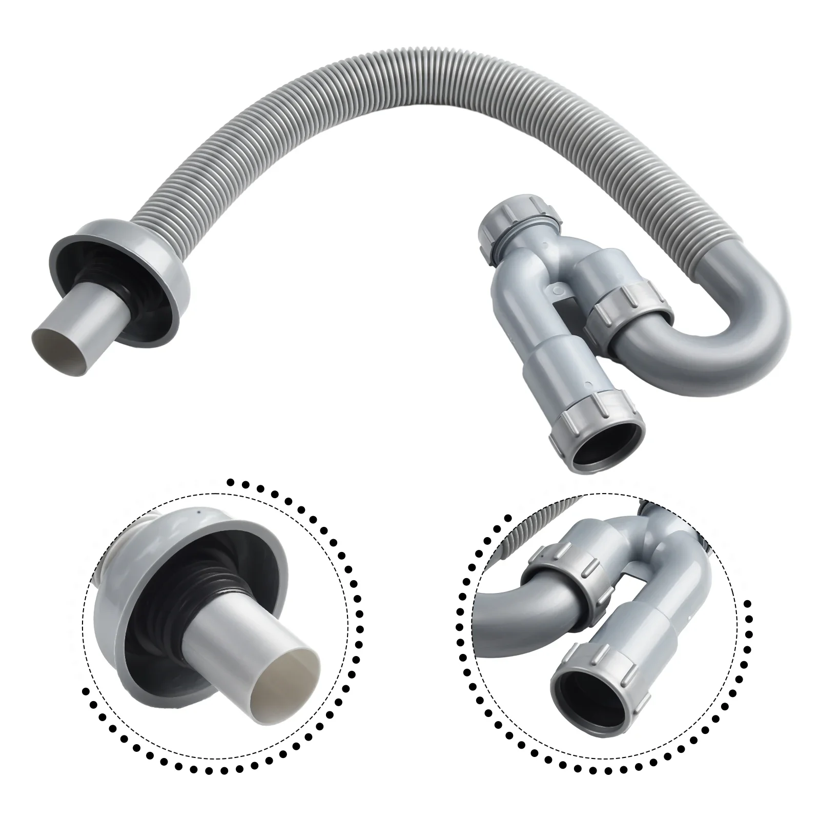 Flexible Ushaped Drain Pipe for Washbasin Sink Restores Original State Large Flow Water Discharge Easy Installation Gray