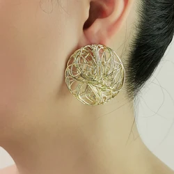 Fashion Big Circular Dangle Earrings Handmade Metal Drop Earring For Women Statement Jewelry Unique Design Accessories MANILAI