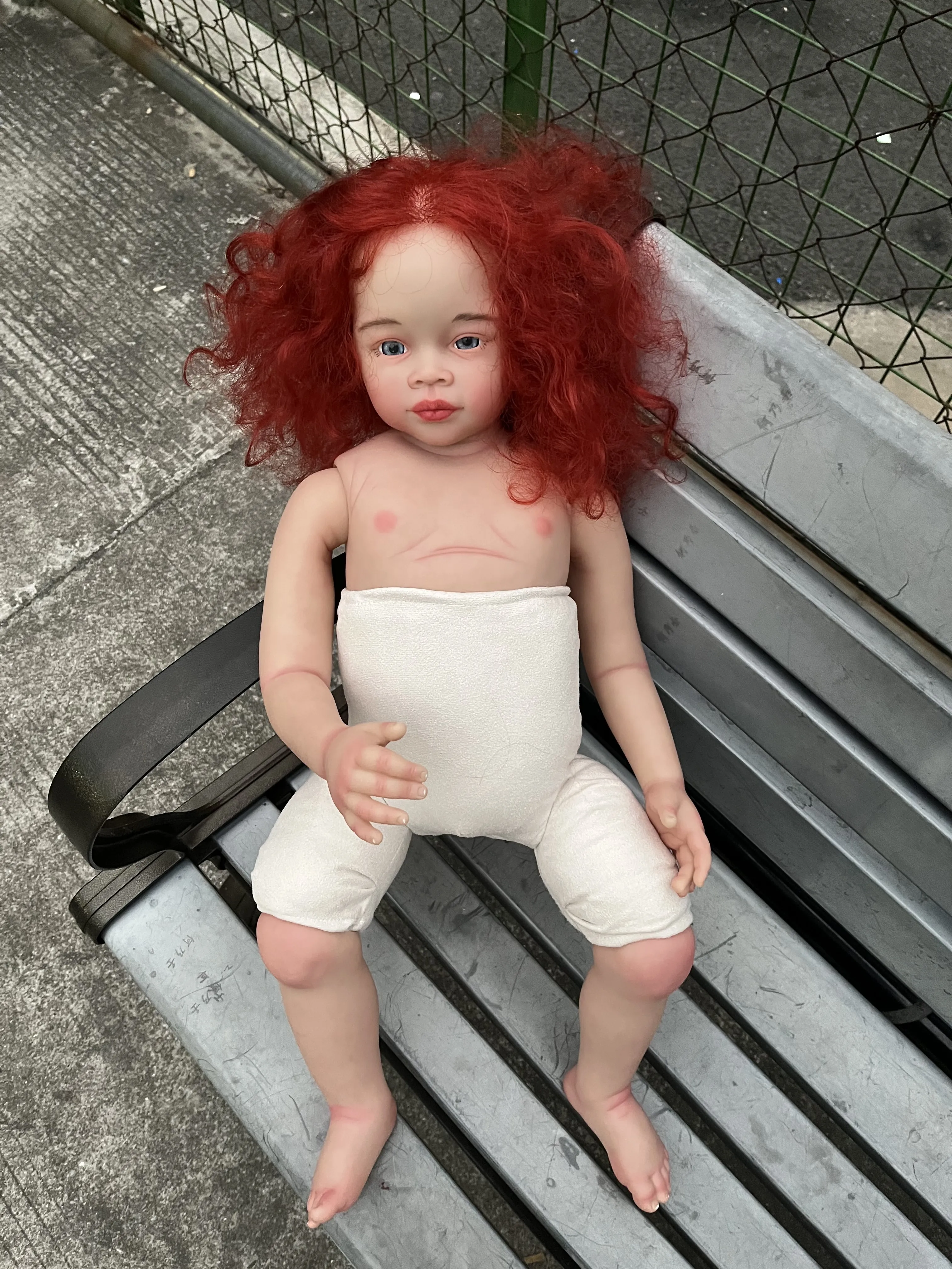 FBBD Customized Limited Supply 32inch Reborn Baby Doll Meili With Hand-Rooted Red Hair Painted Kit DIY Part Christmas Gift