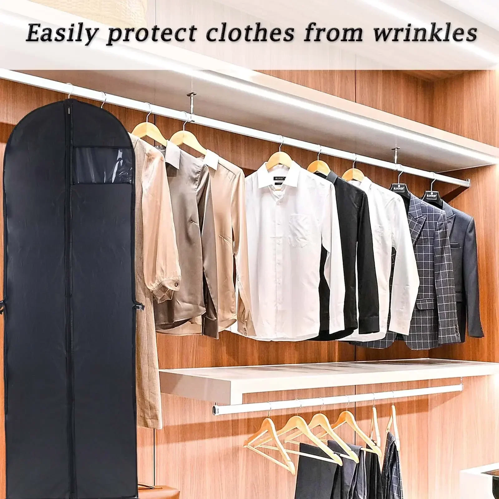 

2pcs Wedding Dress Garment Bag Dust-proof Clothes Dust Cover Long Dress Suit Bags with Pocket Handle Clothes Storage Bags