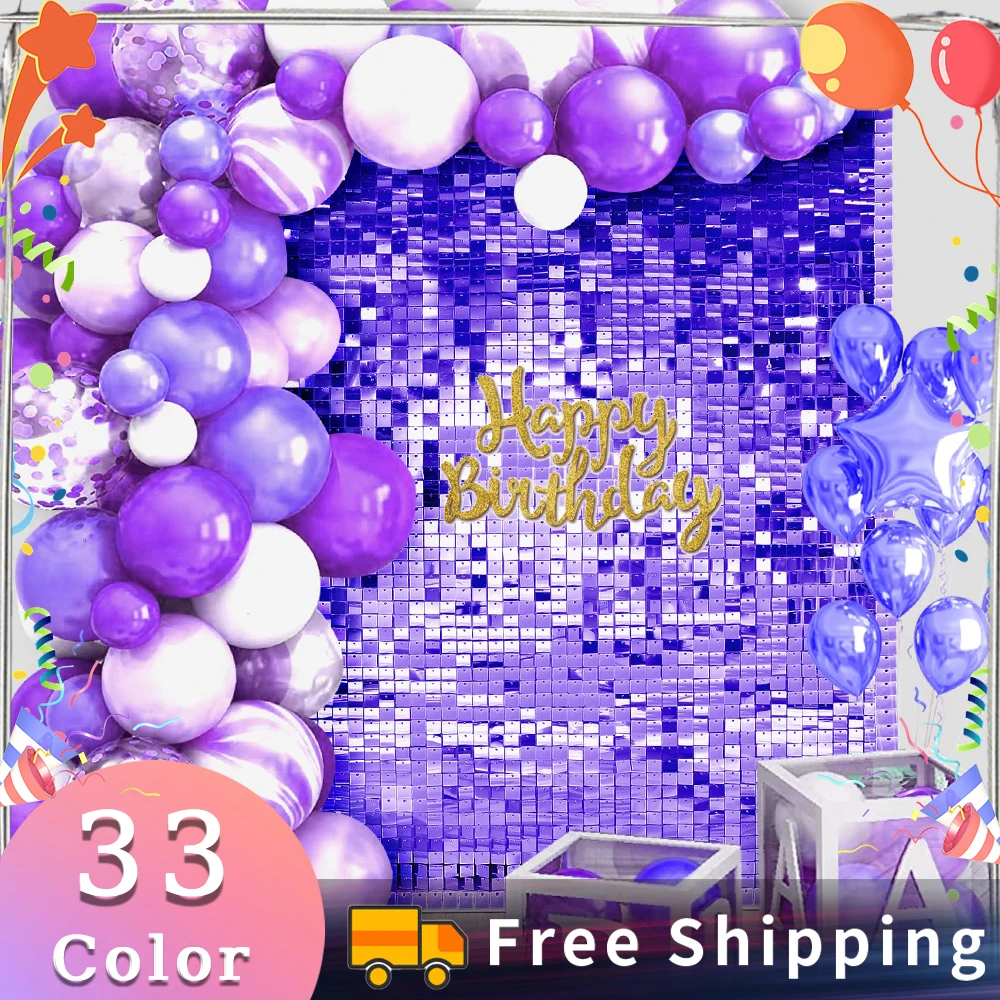 

Grasteay 6-18Pcs Birthday Party Sequin Backdrop Shimmer Wall Square Sequin Panel Wall Wedding Engagement Baby Shower Decoration