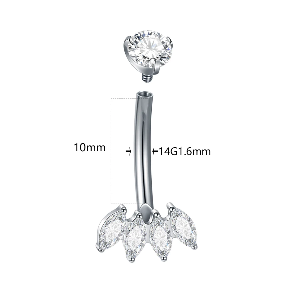1Pc Titanium Internal Thread Zircon Belly Button Piercing Sexy Belly Dance Piercing Belly Button Ring Body Jewelry Navel Ring image 2