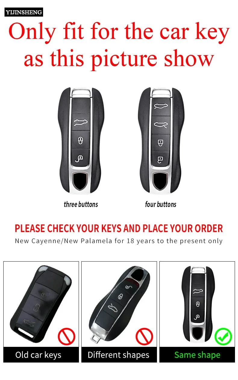 3 4 Buttons Zinc Alloy + Silicone Car Key Case Cover For Porsche Panamera Cayenne 971 911 9YA Macan Boxster Keyless Remote