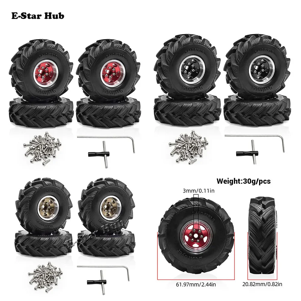 

1.0-inch Wheel Hub Tire Truck Climbing Tire Skin for 1/18 TRX4M SCX24 FMS Ascent-18 RC Car Metal Upgrade OP Accessories Parts