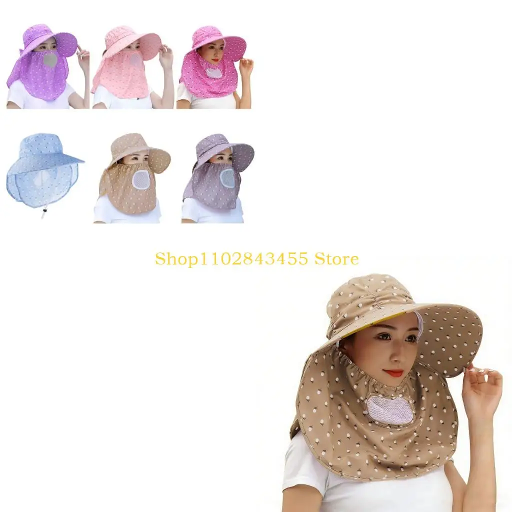 49MC Adjustable Sun Hat Mask Outdoor Activities Fisherman Hat Breathable Polyester