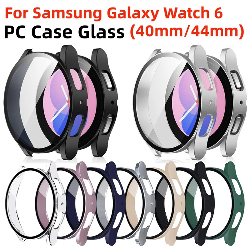 

PC Case Glass For Samsung Galaxy Watch 6 40mm Smart Watch Screen Protector Cover for Samsung Galaxy Watch6 44mm Protective Cases