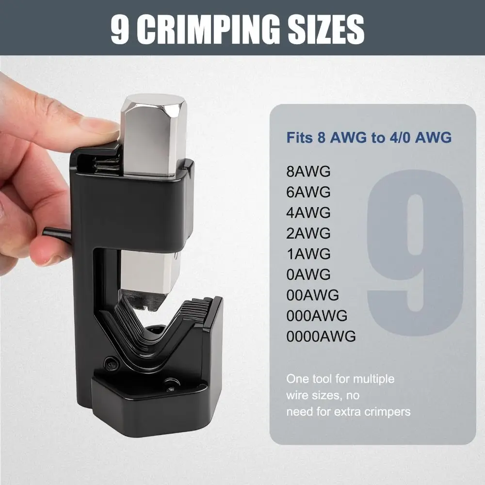 

Stainless Steel Lug Crimping Tool Strong Impact Resistance Spring Loaded Battery Cable Crimper Pocket Size Battery Lug Crimper