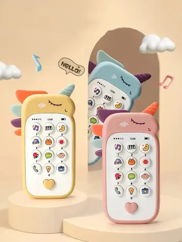 Baby Phone Toy Music Sound Telephone Sleeping Toys With Teether Simulation Phone Kids Infant Early Educational Toy Kids Gifts