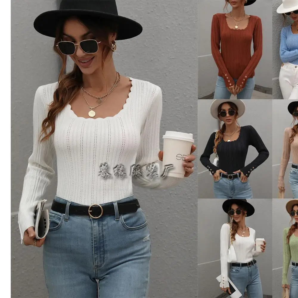 

Осенне-зимний вязаный длинный светящийся однотонный женский свитер на пуговицах, удобный дышащий топ для поездок на работу