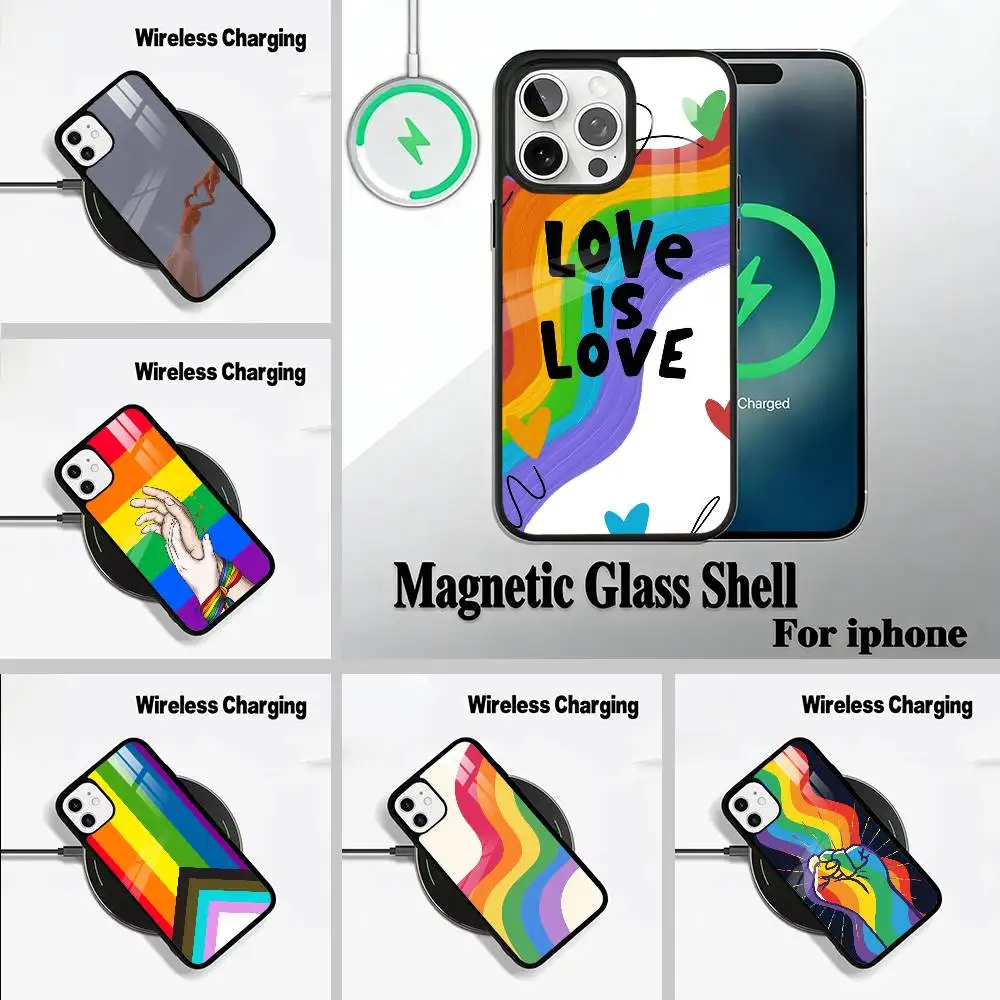 

Lesbian LGBT Rainbow Pride Wireless charging phone case compatible with iPhone 17/16/15/14/13/12/11
