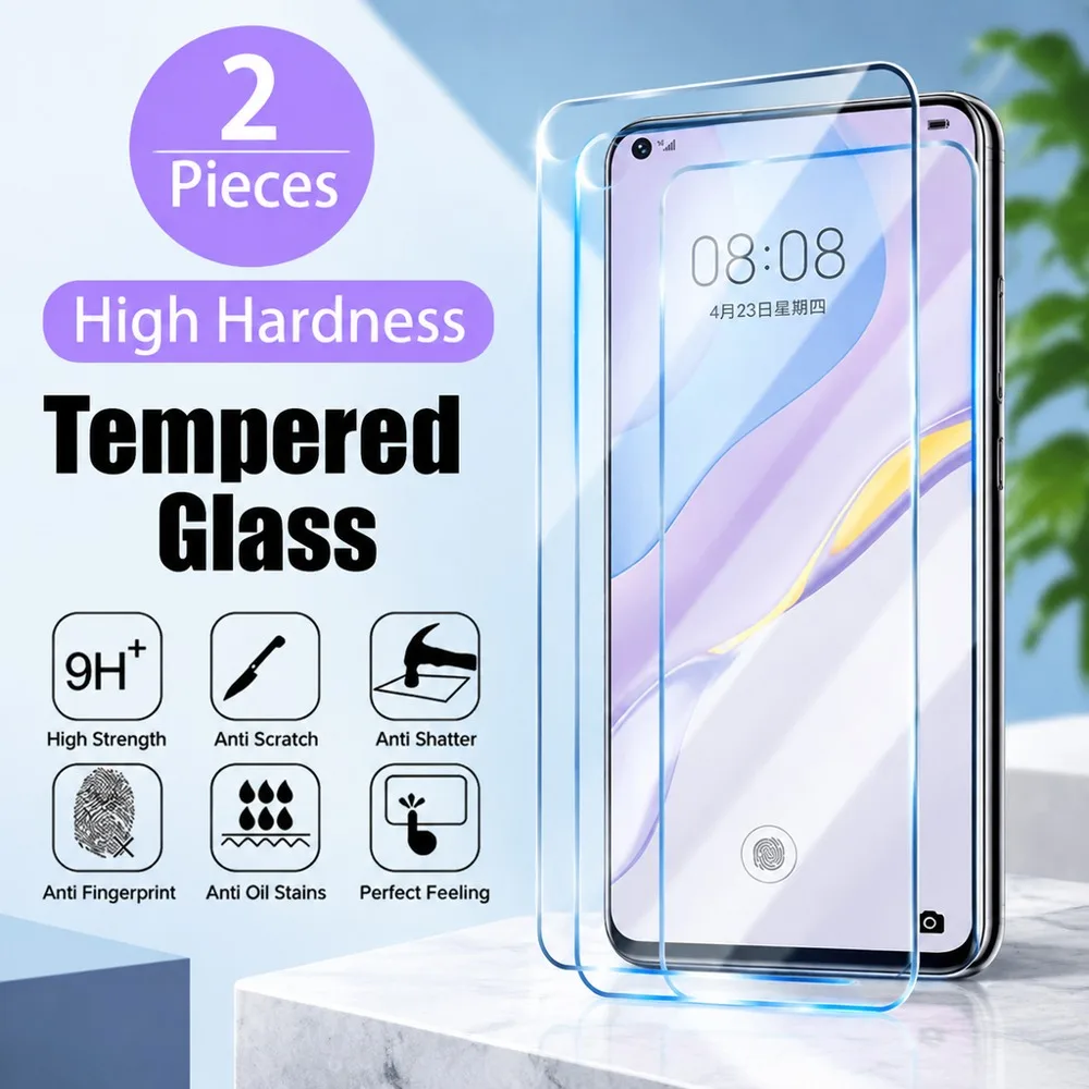 2 Stück gehärtetes Glas für Huawei P40 lite, P40 lite 5G, P40 lite E – Displayschutzfolie für Huawei P20 lite, P20 lite 2019, P30 lite, HD.