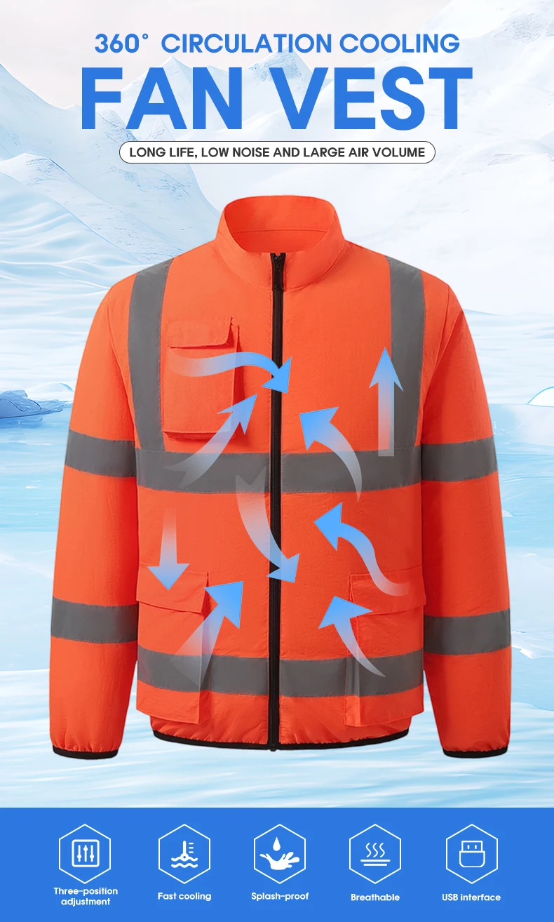 2026 Sommer Kühlende Baustellen-Arbeitsjacke für den Außenbereich mit Lüfter gegen Hitzeschlag – Klimatisierter Mantel, locker und lässig – Detail 1
