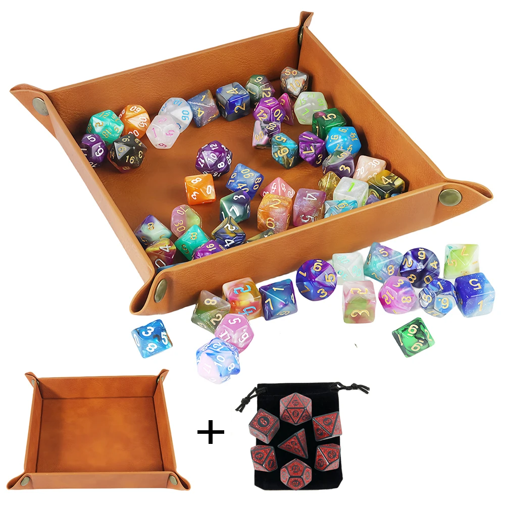 Double Sided Leather Dice Tray, Square Multifunctional Jewelry Keyboard, Game & Entertainment Storage