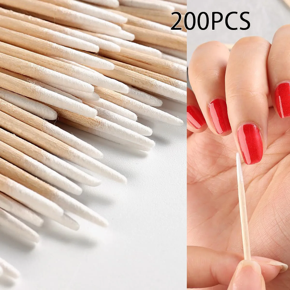 200pcs Nails Art Wood Cotton Swab Cleaning 7CM 10CM Microbrush Eyelash Sticks Pointed Tip Cotton Swabs Nail Polish Remover