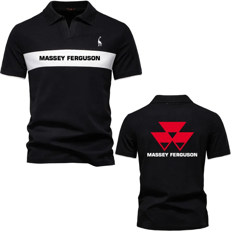 2025 Lapels Leisure Cotton T Shirts Tops massey ferguson print comfortable soft cotton men's POLO shirt business short-sleeve