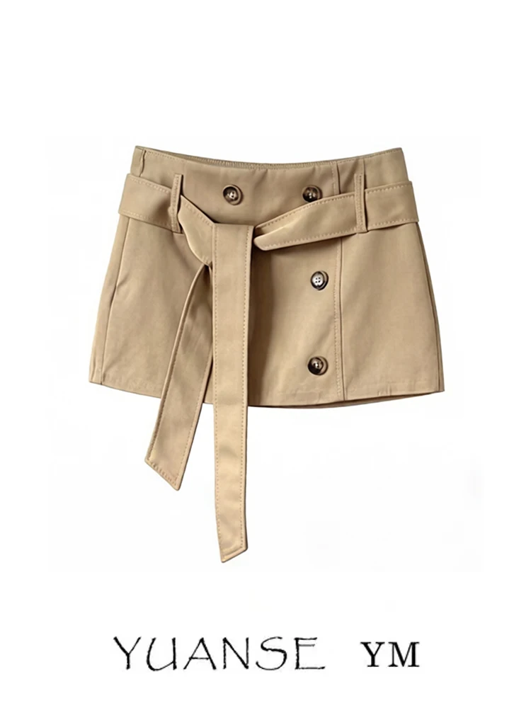 Low Waist Khaki Color Fashionable Slimming  Skirt for Women Summer Season Stylish Short Skirt That Shows off Slimness