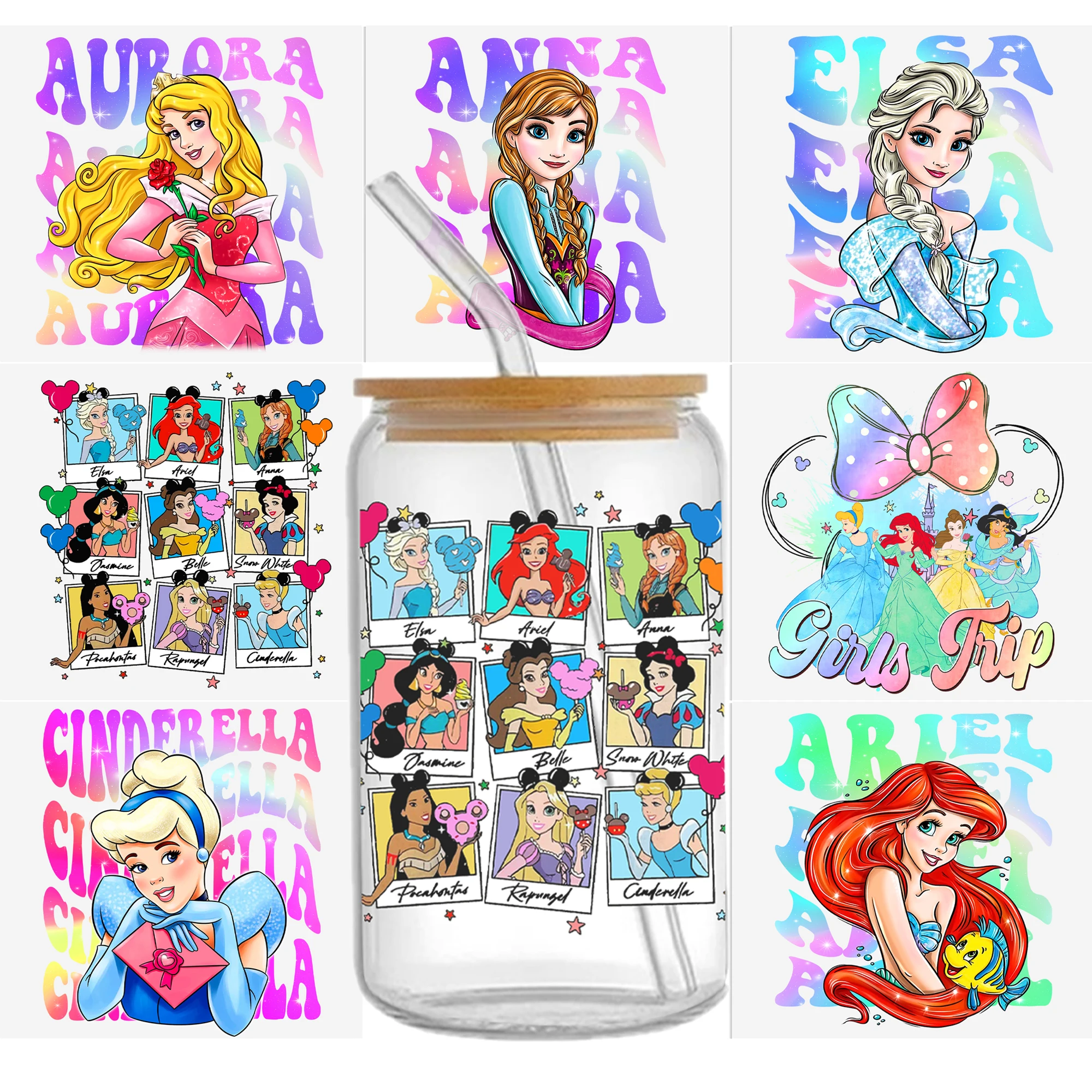 Disney Princess Villains DTF Sticker Cups Cool Personalize UV Wrap Transfer Sticker Custom Labels DIY Selfadhesive Waterproof