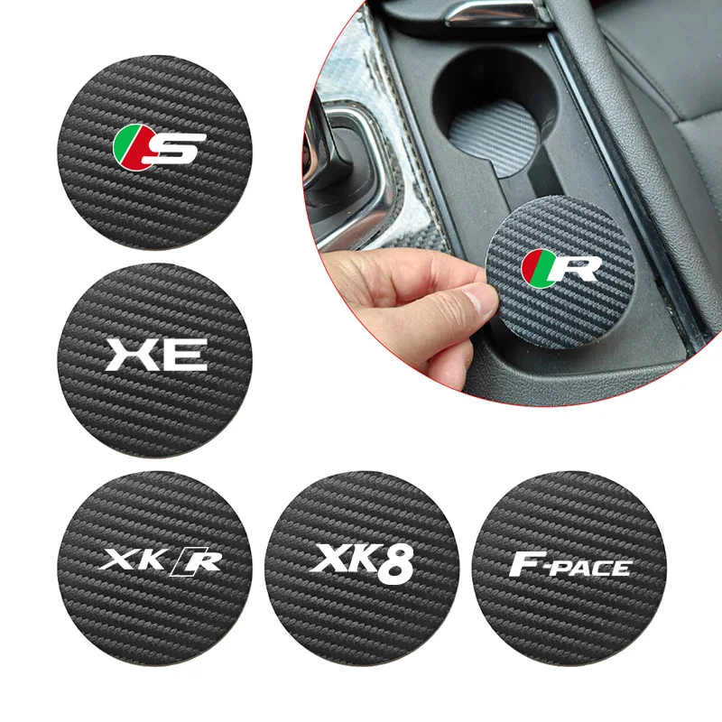 2 PCS Car Water Cup Pad Non-Slip Mat For Jaguar R S XE XF XK8 XK XJL XJR XKR I-PACE E-PACE F-PACE X-TYPE F-TYPE S-TYPE JSRACING