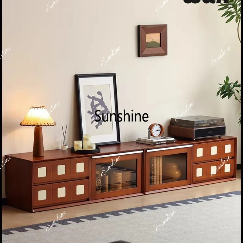 

Modular TV cabinet free combination side cabinet antique solid wood floor bookcase