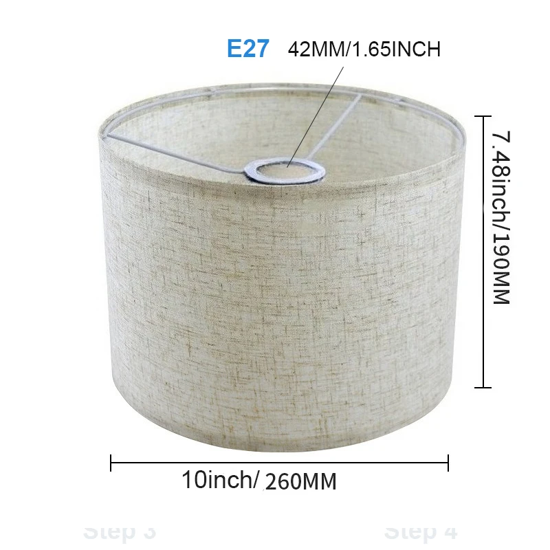 E27 10in متوسطة طبل عاكس الضوء استبدال غطاء مصباح الكتان الطبيعي يدويا لمصابيح الطاولة مصابيح أرضية مصباح نجف