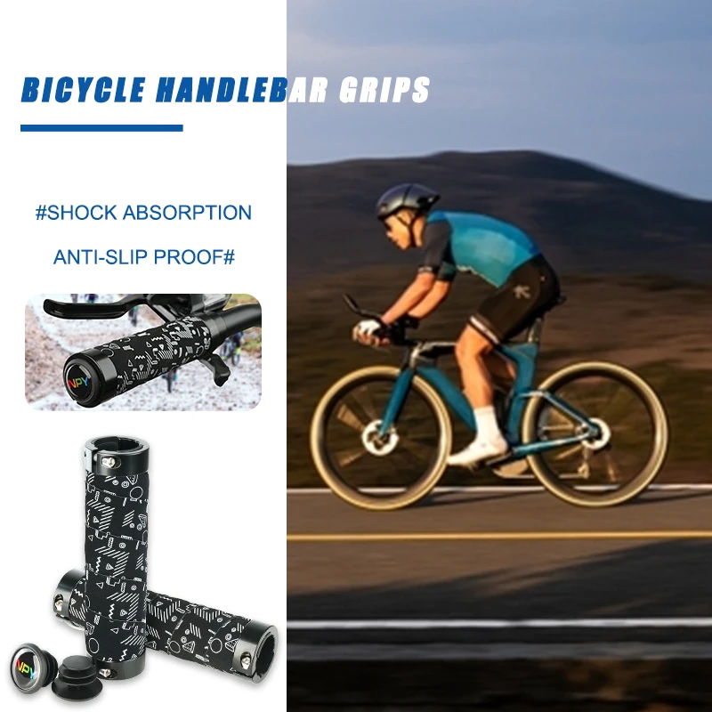 

NPY Alloy Lock Non-Slip Rubber Bicycle Handlebar Grips Double Aluminum Lock on Locking Bicycle Handlebar Grips Accesorio Bicycle