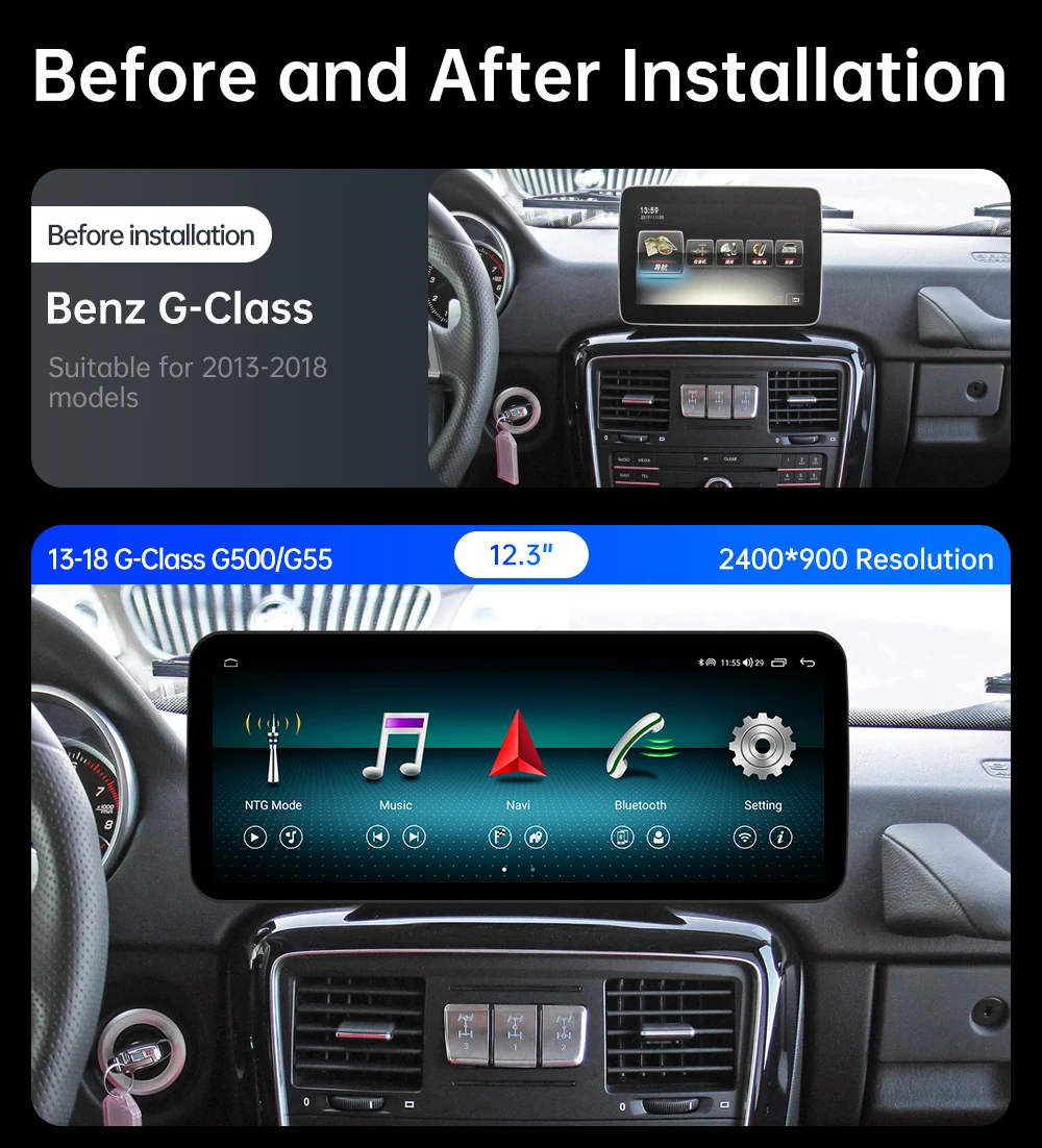 For Benz G CLASS W463 G350 G400 G500 G550 G63 G65 G55 2013 - 2018 Radio Player GPS Android 16 Carplay Multimedia QLED Screen BT