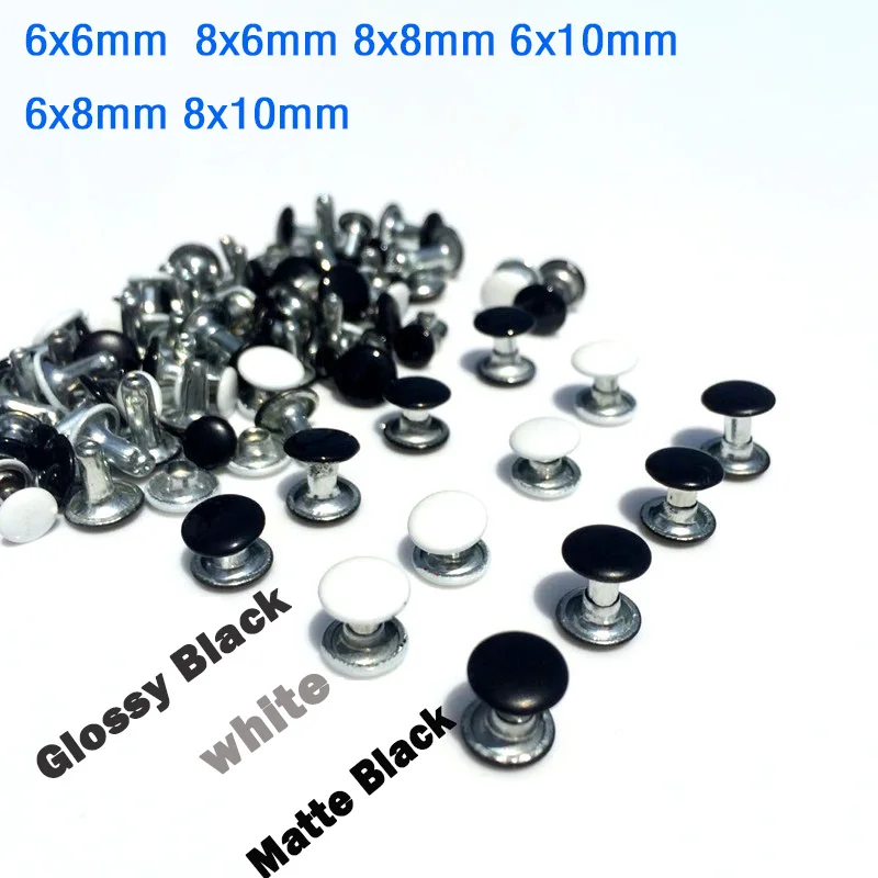50Set Black/White High-Quality Metal Double Cap Rivets Round Head for Leather Crafts Shoes Bags Belts Garments and Bracelets DIY