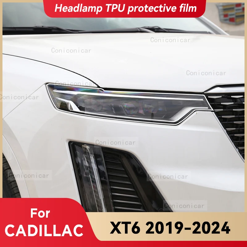 

Для CADILLAC XT6 2019-2024 2023, прозрачная защитная пленка из ТПУ для фар автомобиля, наклейка для изменения цвета переднего света