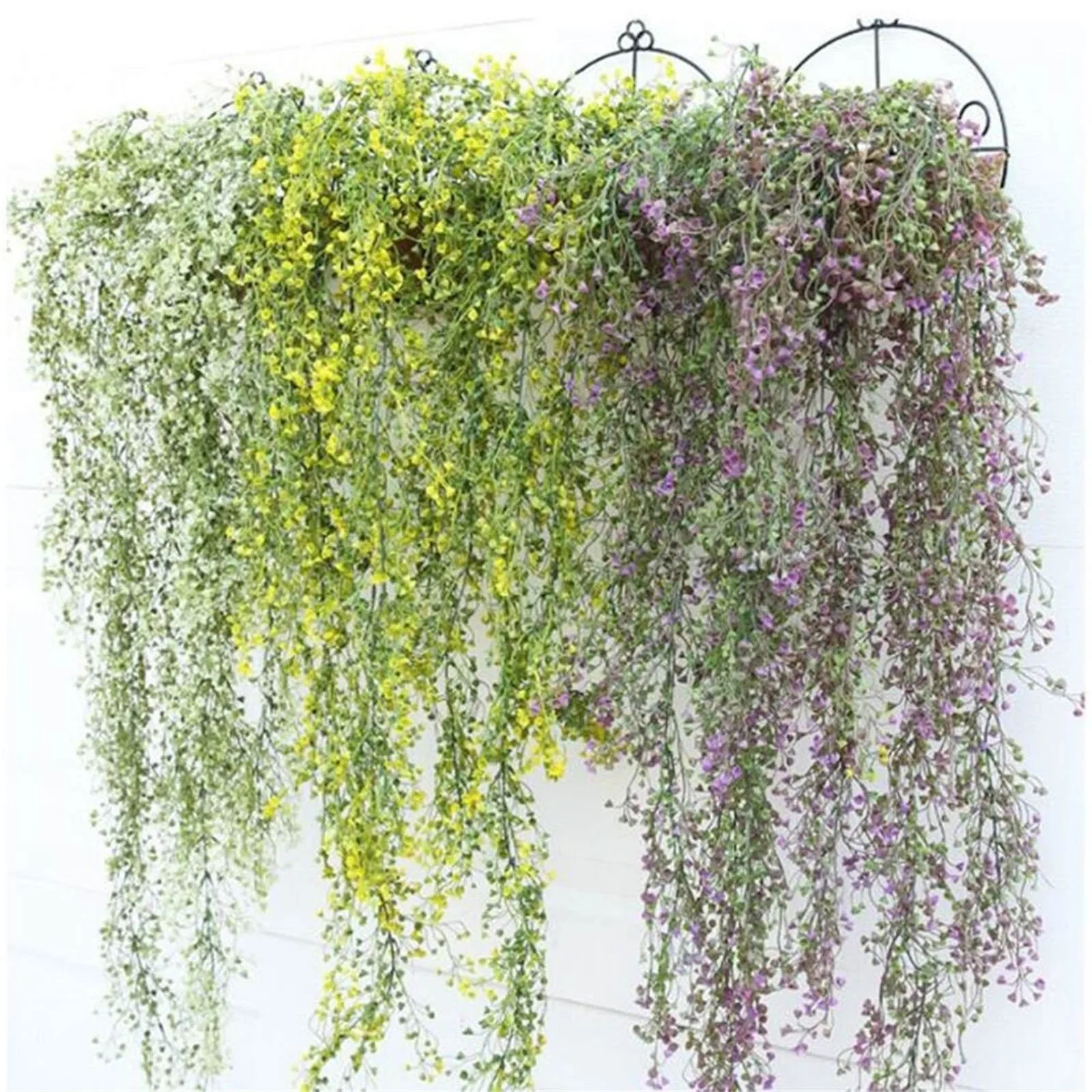 

Artificial Wisteria Hanging Flowers Garland Ivy Indoor Outdoor Garden Home Decoration Wedding Decor Fake Flower Vine.