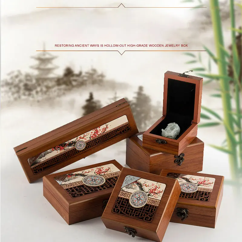 

Wooden Buddha Bead Bracelet Jewelry Storage Box Necklace Pendant Ring Box Jewelry Jade Packaging Display Gift Jewelry Box