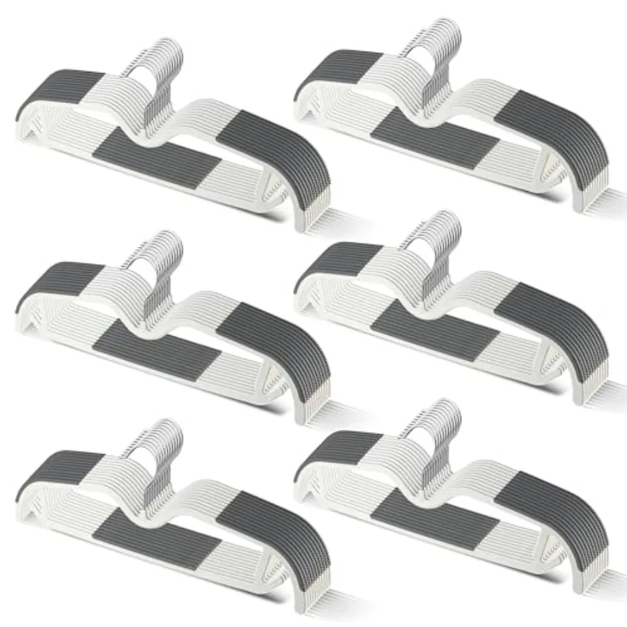 

60 Pack M-Style Plastic Pants Hangers Thin Space Saving Hanger with Rubber Pads and 360° Hook - Non Slip Clothes Hangers Closet