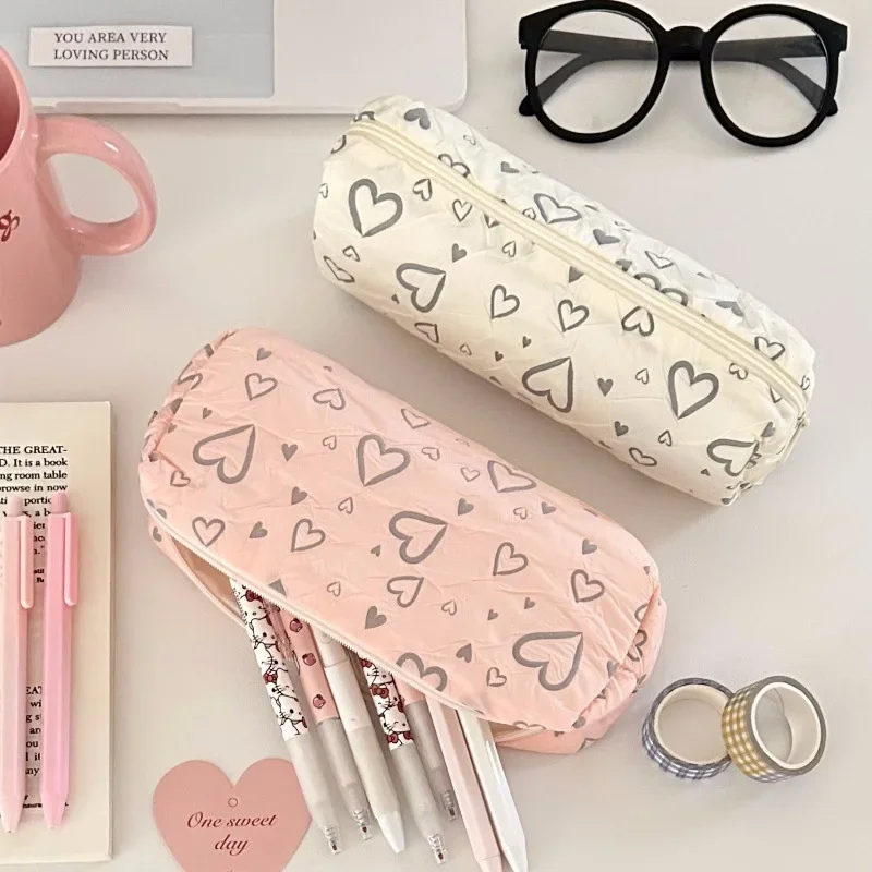 Pencil Case Fashionable Love Pencil Case Large Capacity Stationery Storage Bag Soft Pen Bag Multifunctional Learning Supplies