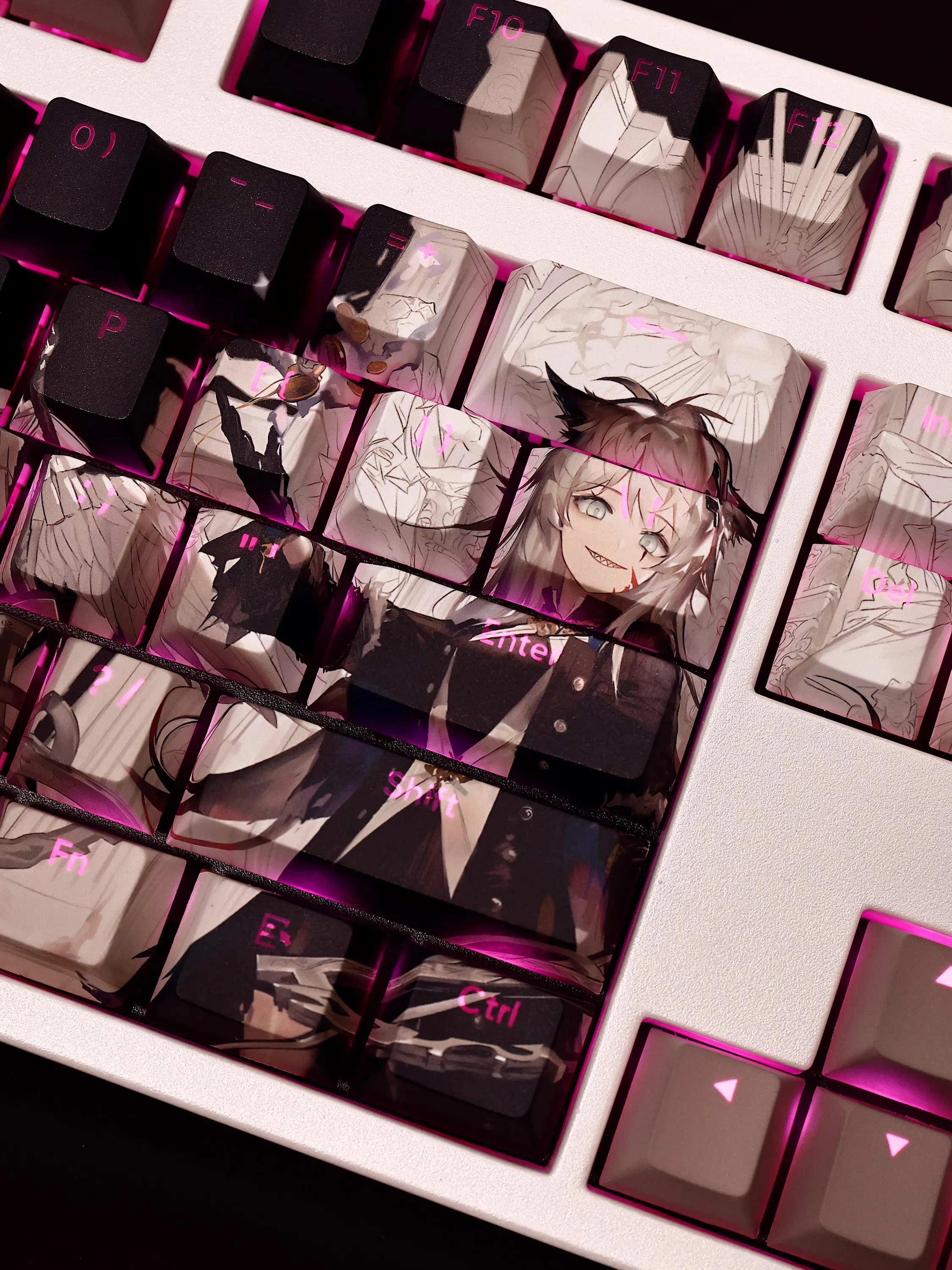 Imagem -03 - Arknights Teclado Backlit Keycaps Anime Gaming Key Caps Pbt Tintura Subbed Ansi 61 87 104 108 Chaves Set