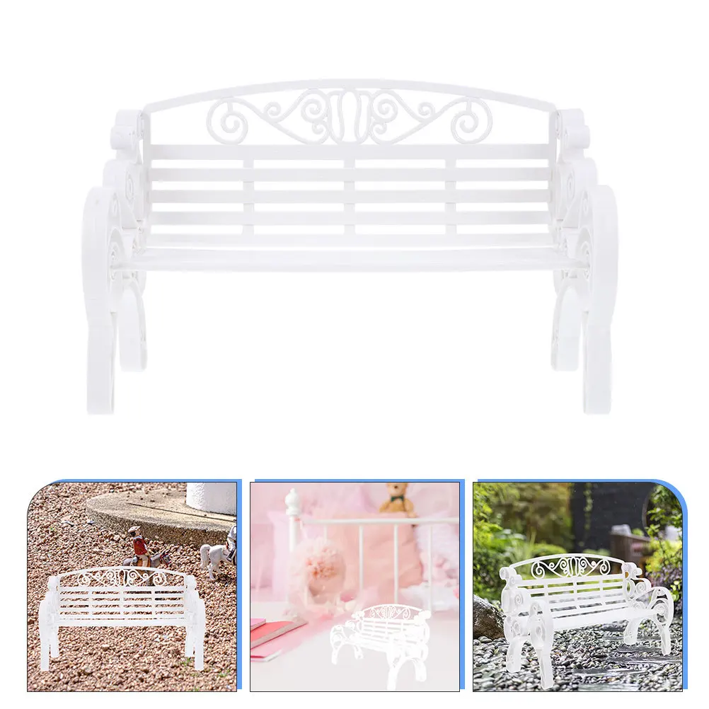 

2Pcs Miniature Bench Decor High Simulation Small Park Bench for Dollhouse Decoration Children Play Building
