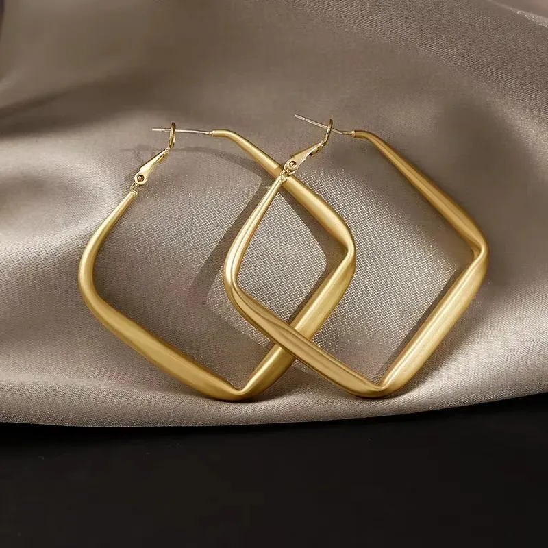 Charm Geometric Square Drop Dangle Earrings for Woman Personality Gold Color Stainless Steel Stud Earring Rock Jewelry Wholesale