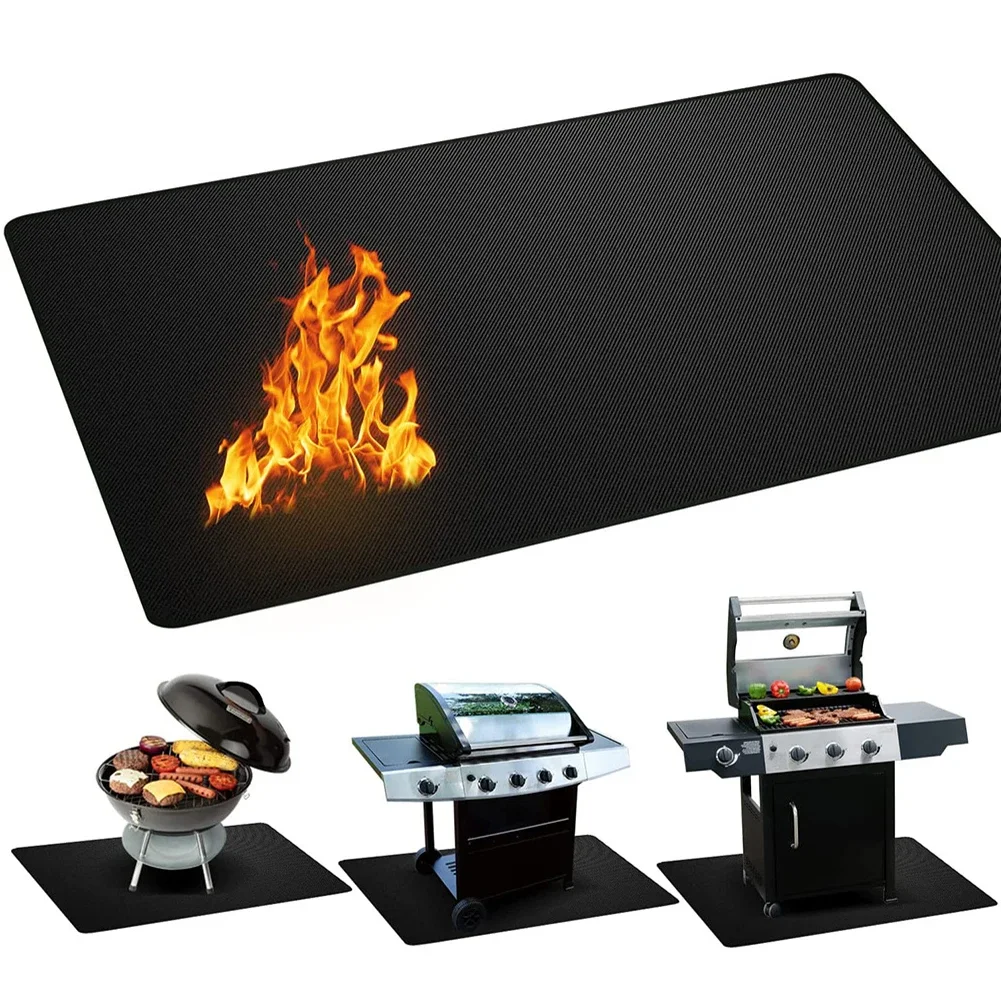 BBQ Grill Mats High Temperature Resistant Fire Pot BBQ Fireproof Mats Outdoor Floor Mats Deck Terrace Lawn Flame Retardant Mats