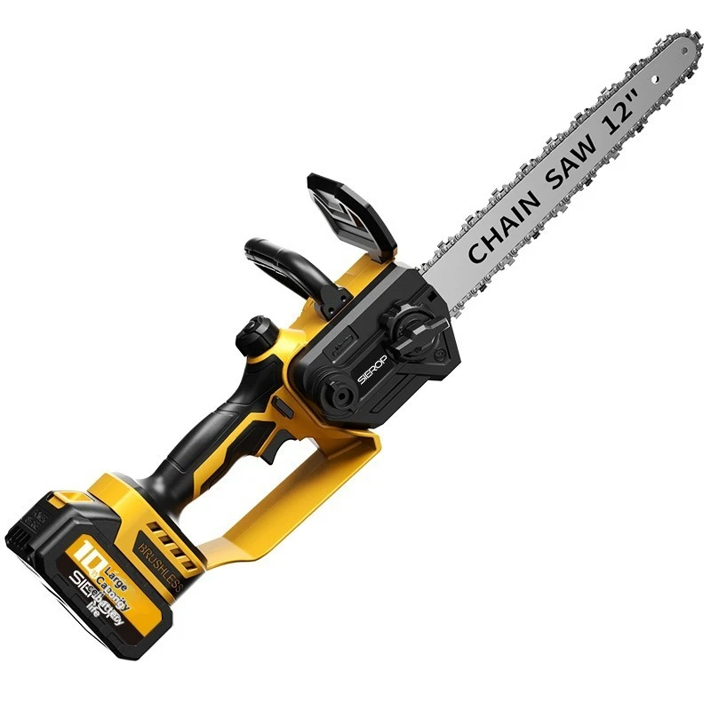 21V Brushless 12 Inch Cordless Chainsaw Bare Unit Portable Handheld Mini Chain Saw for Logging Tree Cutting and Pruning