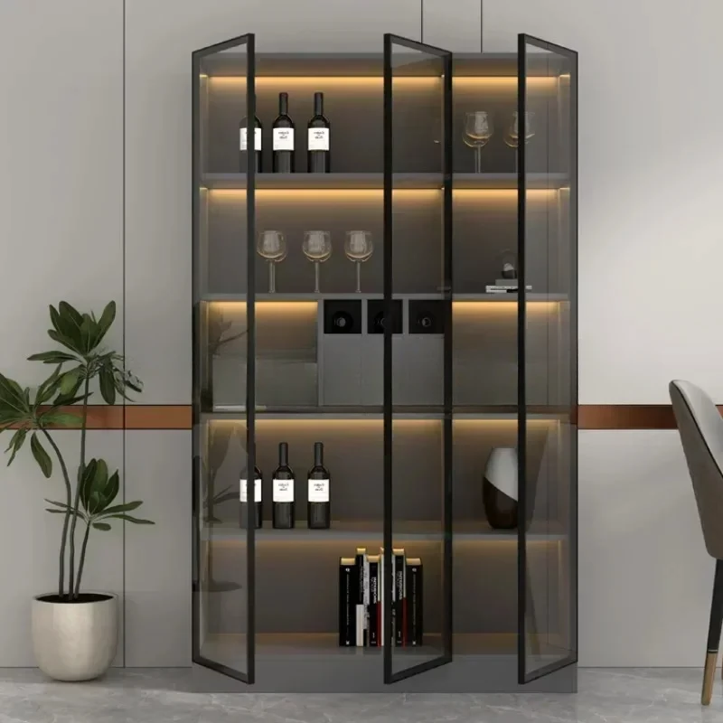 

Glass Living Room Wine Cabinets Display Kitchen Wall Home Wine Cabinets Racks Liquor Mueble Licorera Restaurant Furniture